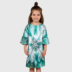 Платье клеш для девочки Акварельный цветок Лепестки, цвет: 3D-принт — фото 2