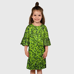 Платье клеш для девочки Зелёная трава листья, цвет: 3D-принт — фото 2