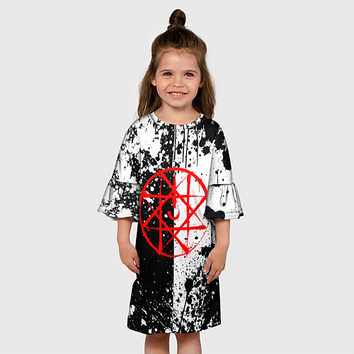 Детское платье Стальной алхимик - брызги черно-белые / 3D-принт – фото 3