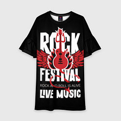 Платье клеш для девочки Rock festival - live music, цвет: 3D-принт