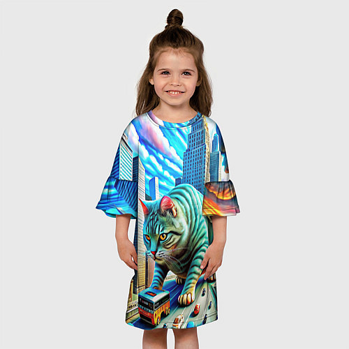 Детское платье Котзила пародия гигантский монстр / 3D-принт – фото 3