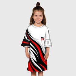 Платье клеш для девочки Nissan GTR - красные языки пламени, цвет: 3D-принт — фото 2