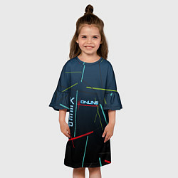 Платье клеш для девочки Разноцветные линии - keep online, цвет: 3D-принт — фото 2