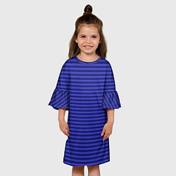 Платье клеш для девочки Сине-фиолетовый в горизонтальную полоску, цвет: 3D-принт — фото 2