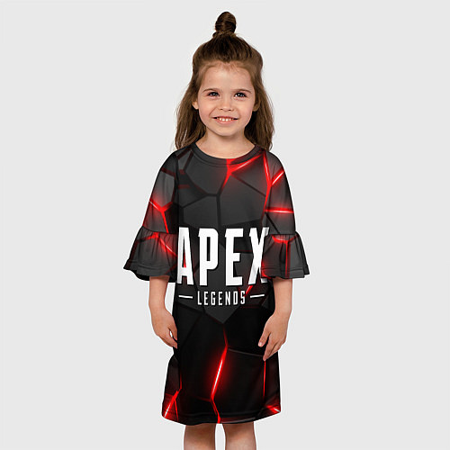 Детское платье Апекс легенд - красный неон / 3D-принт – фото 3