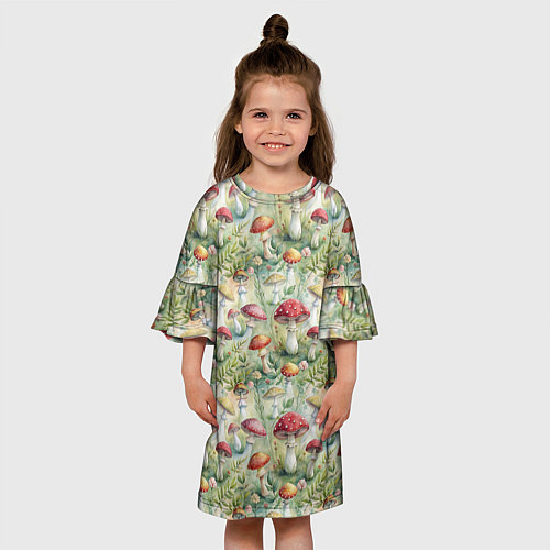 Детское платье Дикие грибы лесные мухоморы / 3D-принт – фото 3