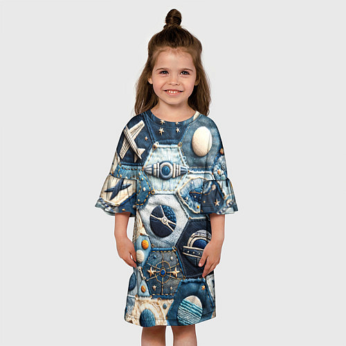 Детское платье Пэчворк с авиацией / 3D-принт – фото 3