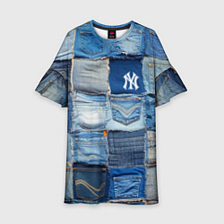 Платье клеш для девочки Patchwork - New York yankees baseball team, цвет: 3D-принт