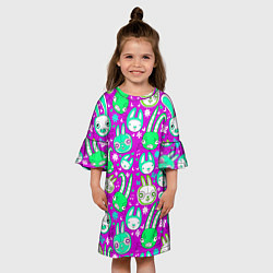 Платье клеш для девочки Разноцветные зайцы, цвет: 3D-принт — фото 2