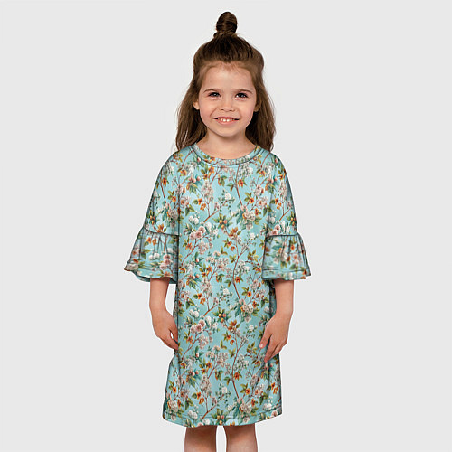 Детское платье Паттерн цветочный из сирени / 3D-принт – фото 3