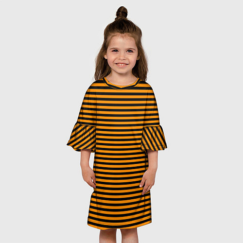 Детское платье Георгиевская полоса чёрно-жёлтый / 3D-принт – фото 3