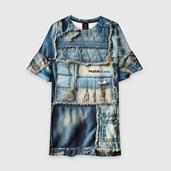 Платье клеш для девочки Patchwork denim - vogue, цвет: 3D-принт