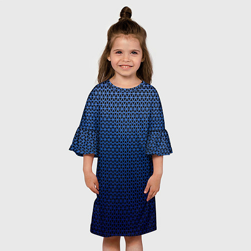 Детское платье Паттерн чёрно-синий треугольники / 3D-принт – фото 3