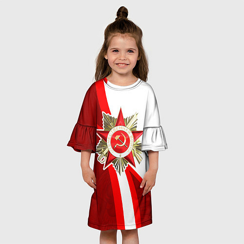 Детское платье Великая отечественная - Бело-красный / 3D-принт – фото 3