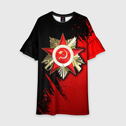 Платье клеш для девочки Велика отечественная - красный градиент, цвет: 3D-принт