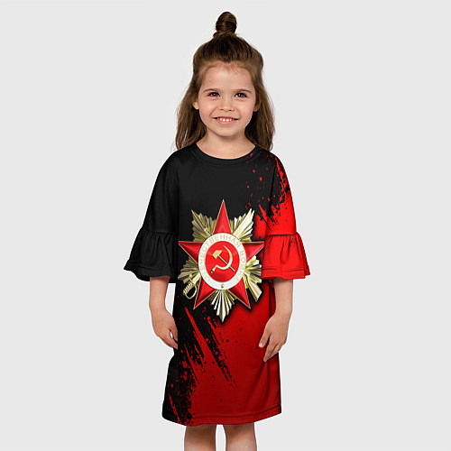 Детское платье Велика отечественная - красный градиент / 3D-принт – фото 3