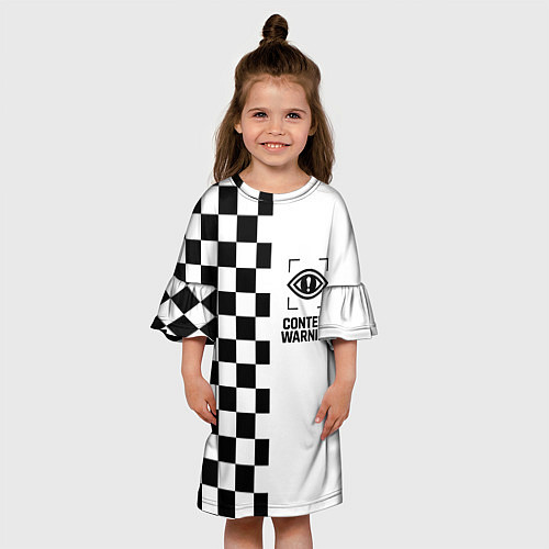 Детское платье Content Warning шашечки / 3D-принт – фото 3