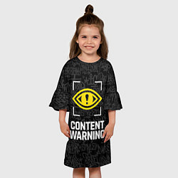 Платье клеш для девочки Content Warning граффити, цвет: 3D-принт — фото 2