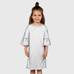 Платье клеш для девочки Белый в чёрный маленький горошек, цвет: 3D-принт — фото 2