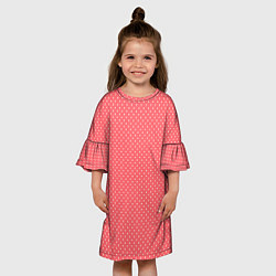 Платье клеш для девочки Нежный розовый в белый горошек, цвет: 3D-принт — фото 2