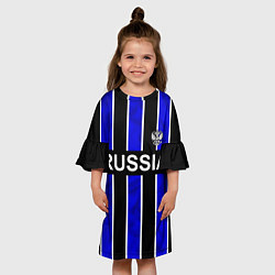 Платье клеш для девочки Россия- черно-синяя униформа, цвет: 3D-принт — фото 2