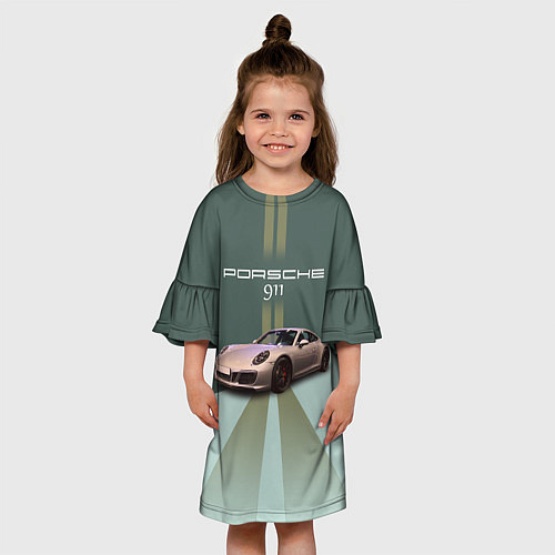 Детское платье Спортивный автомобиль Порше 911 / 3D-принт – фото 3