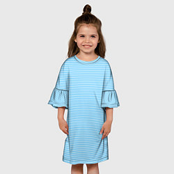 Платье клеш для девочки Светлый голубой в белую полоску, цвет: 3D-принт — фото 2