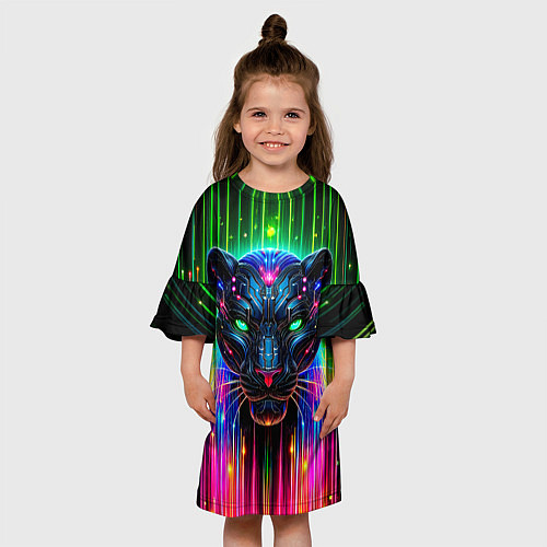 Детское платье Неоновая цифровая пантера / 3D-принт – фото 3