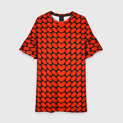 Платье клеш для девочки Красные лепестки шестиугольники, цвет: 3D-принт