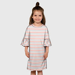 Платье клеш для девочки Светлый персиковый полосатый, цвет: 3D-принт — фото 2