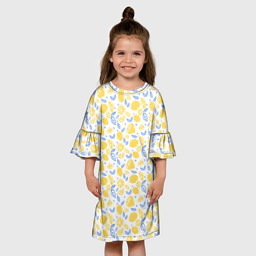 Детское платье Летний вайб - паттерн лимонов / 3D-принт – фото 3
