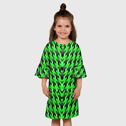 Детское платье Чёрно-зелёный паттерн / 3D-принт – фото 3