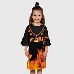Платье клеш для девочки Анжела - имя в огне, цвет: 3D-принт — фото 2