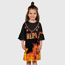 Платье клеш для девочки Вера - имя в огне, цвет: 3D-принт — фото 2