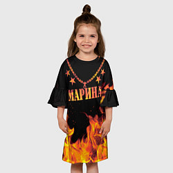 Платье клеш для девочки Марина - имя в огне, цвет: 3D-принт — фото 2