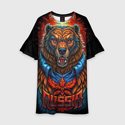 Платье клеш для девочки Военный русский медведь, цвет: 3D-принт