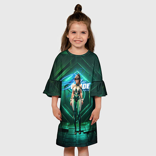 Детское платье Stellar Blade Eve космический зеленый / 3D-принт – фото 3