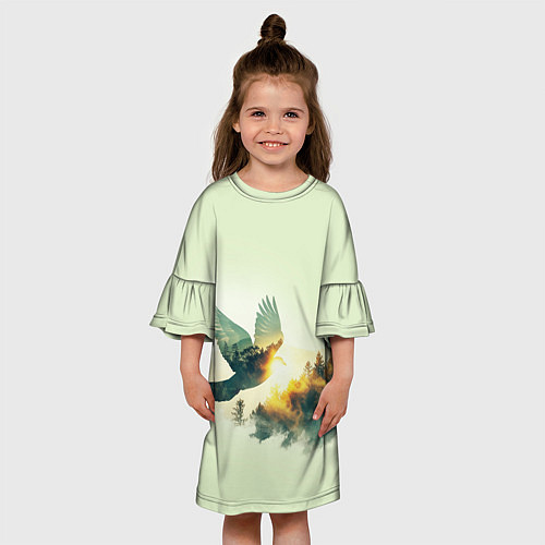 Детское платье Голубь и лес: эффект двойной экспозиции / 3D-принт – фото 3