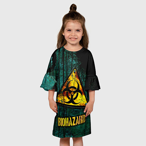 Детское платье Biohazard yellow sign / 3D-принт – фото 3