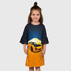 Платье клеш для девочки Спортивный японский автомобиль, цвет: 3D-принт — фото 2