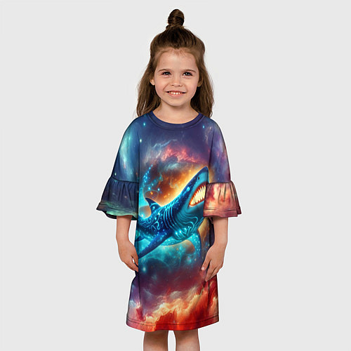 Детское платье Космическая неоновая акула - нейросеть / 3D-принт – фото 3