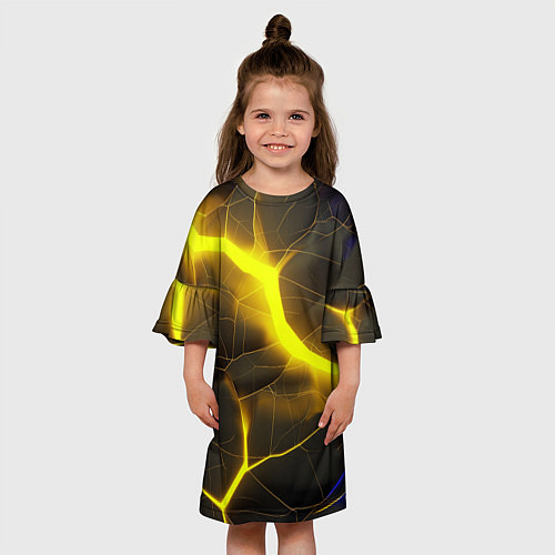 Детское платье Желтое неоновое свечение / 3D-принт – фото 3