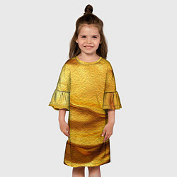 Платье клеш для девочки Золотая поверхность с волнами и рябью, цвет: 3D-принт — фото 2