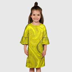 Платье клеш для девочки Желтая абстракция, цвет: 3D-принт — фото 2