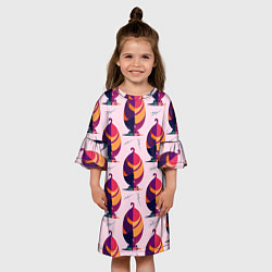 Платье клеш для девочки Абстракция листок, цвет: 3D-принт — фото 2