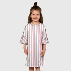 Платье клеш для девочки Полосы бело-розово-серый, цвет: 3D-принт — фото 2