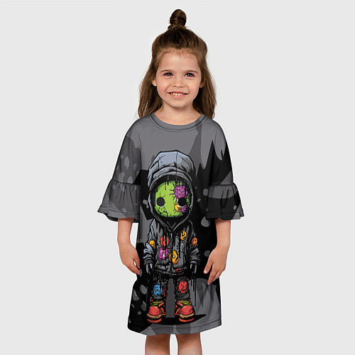 Детское платье Странный зеленый человечек / 3D-принт – фото 3