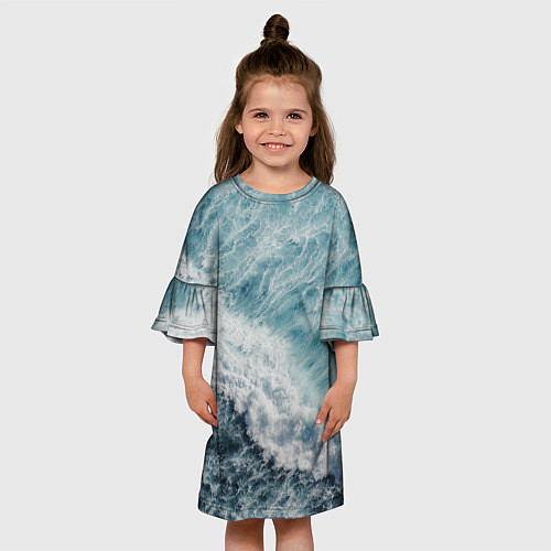 Детское платье Морская бирюзовая волна / 3D-принт – фото 3