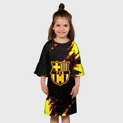 Платье клеш для девочки Barcelona огненные краски лого, цвет: 3D-принт — фото 2