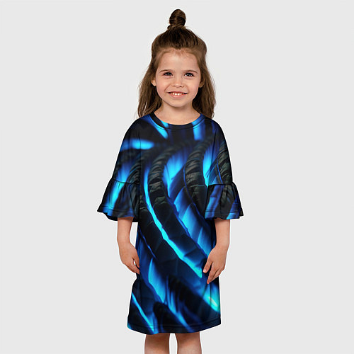 Детское платье Неоновая яркая геометрическая абстракция со светом / 3D-принт – фото 3